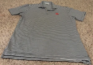 Peter Millar Nebraska Huskers Poloshirt weiß/schwarz gestreift Herren Large Golf - Bild 1 von 3