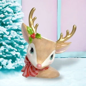 12" Vintage Retro braun Hirschkopf Vase Weihnachtsdeko *VERSAND INNERHALB VON 10 TAGEN* - Bild 1 von 1