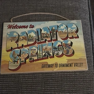 Disney Pixar Cars Welcome to Radiator Springs Hanging Wood Wall Decor - Picture 1 of 2