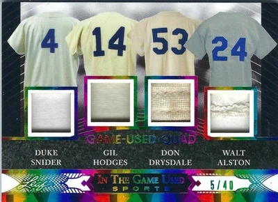 Camisetas de cuatro juegos Duke Snider, Gil Hodges, Don Drysdale, Walt Alston, Dodgers 5/40 Foto 1 de 2