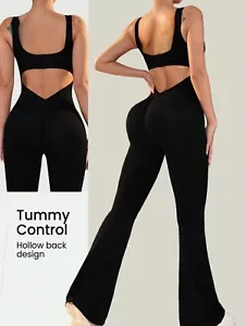 Seamless Women's Yoga Jumpsuit With Large U-Shaped Back, Deep V-Waist, And Sexy - Picture 1 of 4