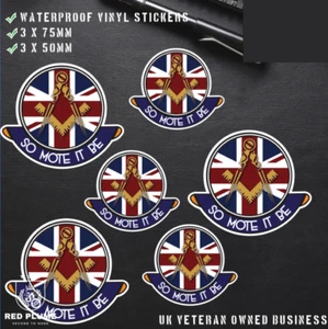 6 x Masonic Craft Vinyl Stickers - 3x 75mm, 3x 50mm - Picture 1 of 6