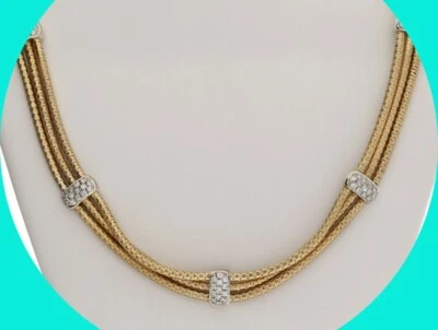 Diamond 3 Chain Station Necklace .65CT 14K YG 15.75” Long - Image 1 of 4