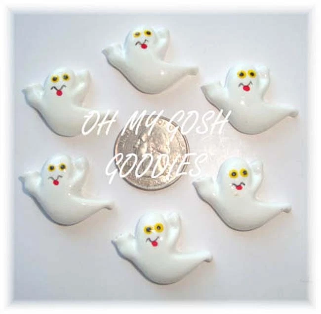 6 PIEZAS HALLOWEEN HAPPY GHOSTS BOO RESINAS FLATBACK ESPALDA PLANA 4 ARCO PARA EL CABELLO CENTRO Foto 1 de 1