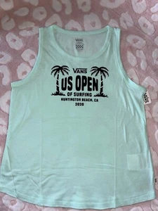 VANS Off The Wall Girls L 14 US Open Of Surfing HB CA Tank Top Mint Green - Picture 1 of 4