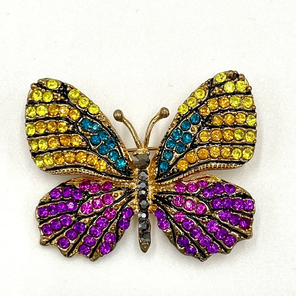 Monarch Butterfly Brooch Austrian Crystal Pin Gold Plated - Image 1 of 4