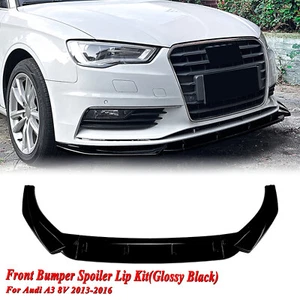 Front Bumper Spoiler Splitter Lip For Audi A3 8V Standard Sedan 2013-2016 Black - Picture 1 of 10