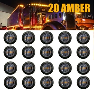 20X 3/4" Marker Lights LED Truck Trailer Round Side Bullet Light Amber 12V - Picture 1 of 21