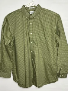 Mens LL Bean XL Shirt wrinkle free green white check pocket long sleeve button - Picture 1 of 7