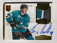 2013-14 Panini Dominion TOMAS HERTL 3 Color Rookie Patch On Card Auto /99 SHARKS
