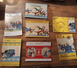 Grußkarten Weihnachtskarten karten Handgemacht unikat Sets Kinder Winnie Pooh  - Bild 1 von 3