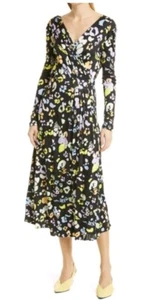 Stine Goya Lola Long Sleeve Midi Dress Colorful Black Leopard Stretch Small NWT - Picture 1 of 11
