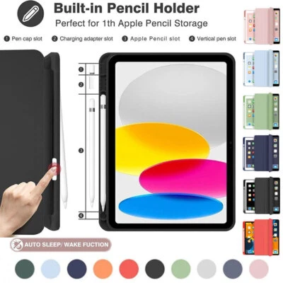 Smart Case Cover with Pencil Holder For iPad 7/8/9/10th Gen Mini 5 4 Pro 11 10.5 - Image 1 of 4