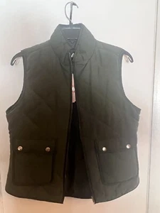 Gianni Binni GB Girls Size Medium Vest Zip Olive Green Quilted - Picture 1 of 4