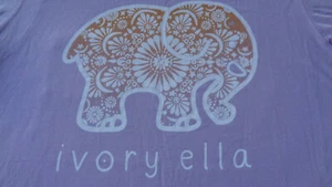 IVORY ELLA Womens Medium Purple Large Elephant Graphic Pocket Short Sleeve clean - Picture 1 of 7