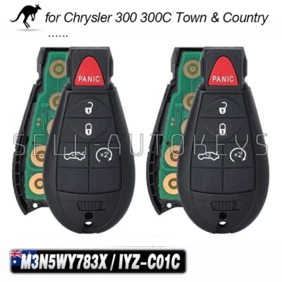 2x Fits Chrysler  300 / 300C Town & Country Remote Key Fob M3N5WY783X, IYZ-C01C - image 1 of 4