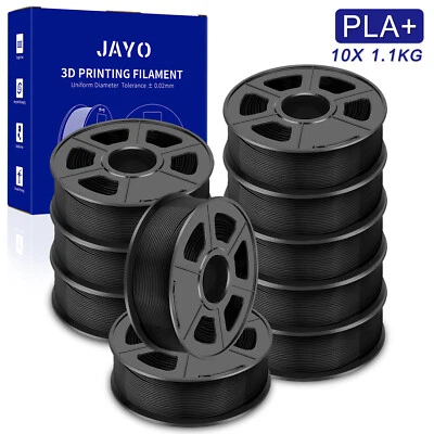 JAYO 10KG Noir PLA+ Filament d’imprimante 3D 1,75mm 1,1KG Absence de colmatage