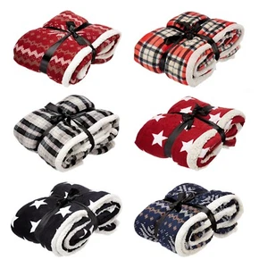 Super Soft Nordic Fleece Sherpa Throw Blanket 130 x 160cm for Chair Bed Sofa - Picture 1 of 55