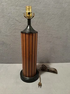 Vintage Mid Century Modern Panel Table Lamp Black Metal Frame 18.5" - Picture 1 of 8