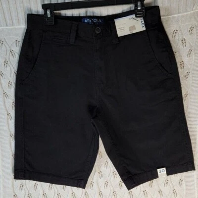 Bermuda chino Arizona Jean ajuste clássico flexível masculina W30 preta, W42 branca elástica - Imagem 1 de 4