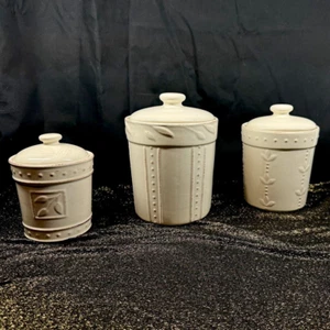 Signature SORRENTO Debby Segura WHEAT Canister Set Stoneware Airtight Lids - Picture 1 of 10