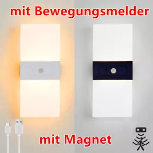 LED Wandlampe mit Bewegungsmelder Wandleuchte Außenlampe USB Handbeleuchtung NEU - Bild 1 von 21