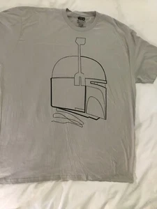 Star Wars Boba Fett Mens 2XLG NWOT Gray Tee With Black Helmet - Picture 1 of 4