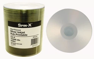 200 Spin-X Diamond Certified 48x CD-R 80min 700MB Silver Inkjet Hub Printable - Picture 1 of 1