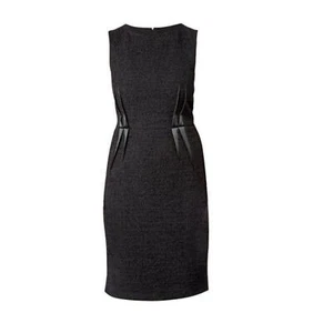 Armani Collezioni Wool Blend Tweed Black Sleeveless Sheath Midi Dress Size 2 - Picture 1 of 15