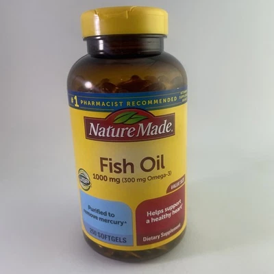 Aceite de pescado Nature Made 1000 mg (300 mg Omega-3) cápsulas blandas líquidas 250 quilates caducan diciembre 2027 Foto 1 de 3