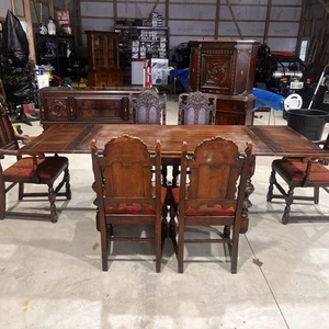 Tudor/Jacobean Antique Dining Room Set 1920-1940 Need Gone Send Offer - Picture 1 of 24