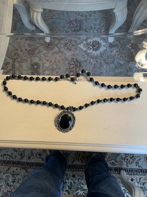 Collar de plata de ley con ónix negro 3,9 onzas. "Grande 29"" de largo" Foto 1 de 4