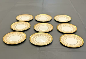 Vintage Aynsley England Gold Dowery Bread Plate 7892 Set of 9 (6 3/8") - Picture 1 of 5