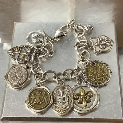 Brighton "Belleza y Fuerza Dije Pulsera Tono Plata Escudos Corazones 7.5" Foto 1 de 4