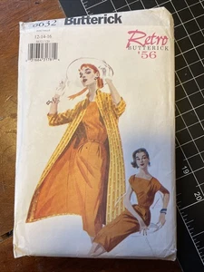 Retro 1956 Butterick Pattern #6632 Coat Dress & Belt Sz. 12 14 16 Uncut - Picture 1 of 3