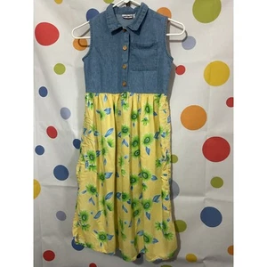 90’s Palettes Girls Dress Size 10/12 Denim Floral - Picture 1 of 8