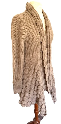 MICHELLE NICOLE Marrón Grueso Tejido Suéter Cuello Abierto Manga Larga Túnica Talla M Foto 1 de 4