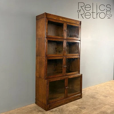 English Oak Glass Sectional Fronted Tall Cabinet/Bookcase Globe Wernicke Style - Image 1 of 4