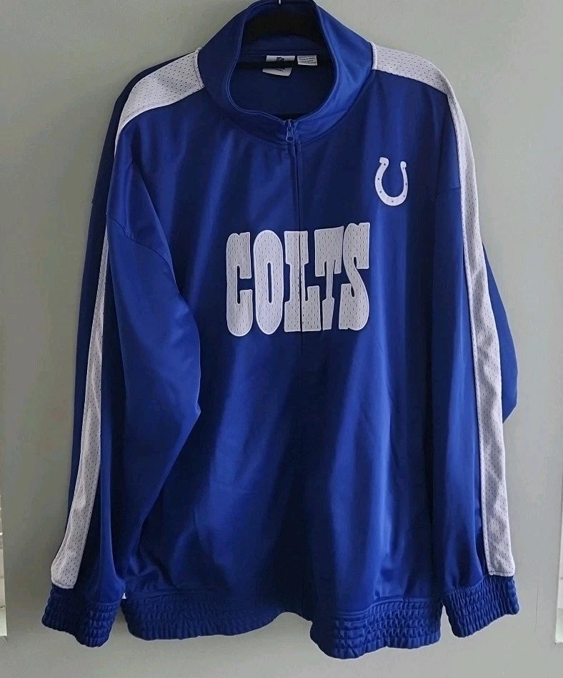 NFL 男式印第安纳波利斯小马队蓝色全拉链田径夹克 4XL 羊毛标志正品 — 第 1/4 张图片