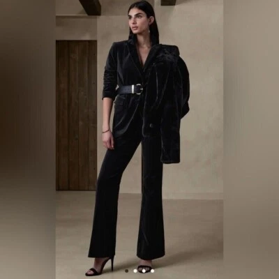Banana Republic Black High Rise Velvet Pants Bootcut Jeans Size 4/27 RT$120 NWT - Image 1 of 4