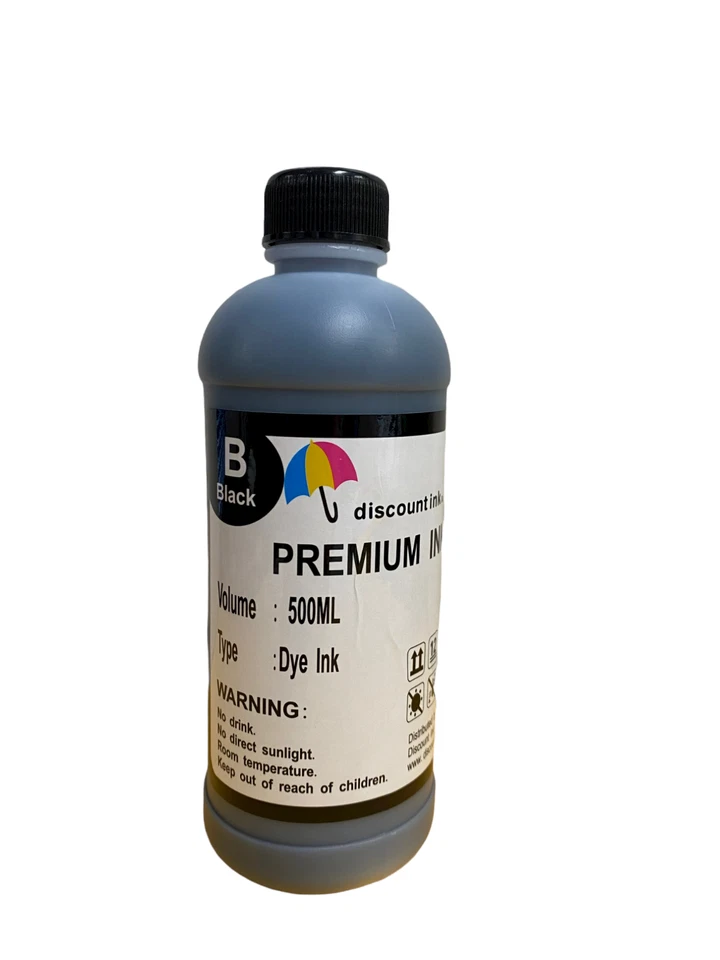 500ml BK Dye Refill Ink for Epson HP Canon Lexmark Refillable Cartridges CISS - Image 1 of 4
