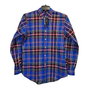 Ralph Lauren Blue Plaid Button-Down Shirt Classic Preppy Cotton Casual Size M - Picture 1 of 5