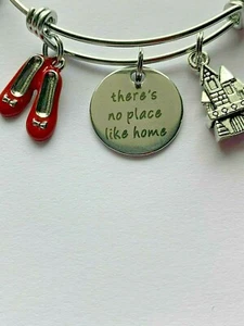 WIZARD OF OZ RUBY SLIPPERS DOROTHY TOTO LION CASTLE HOUSE BANGLE CHARM BRACELET - Picture 1 of 8