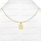 Real 14KT Yellow Gold Police Department Badge Charm Pendant Valentino Free Chain