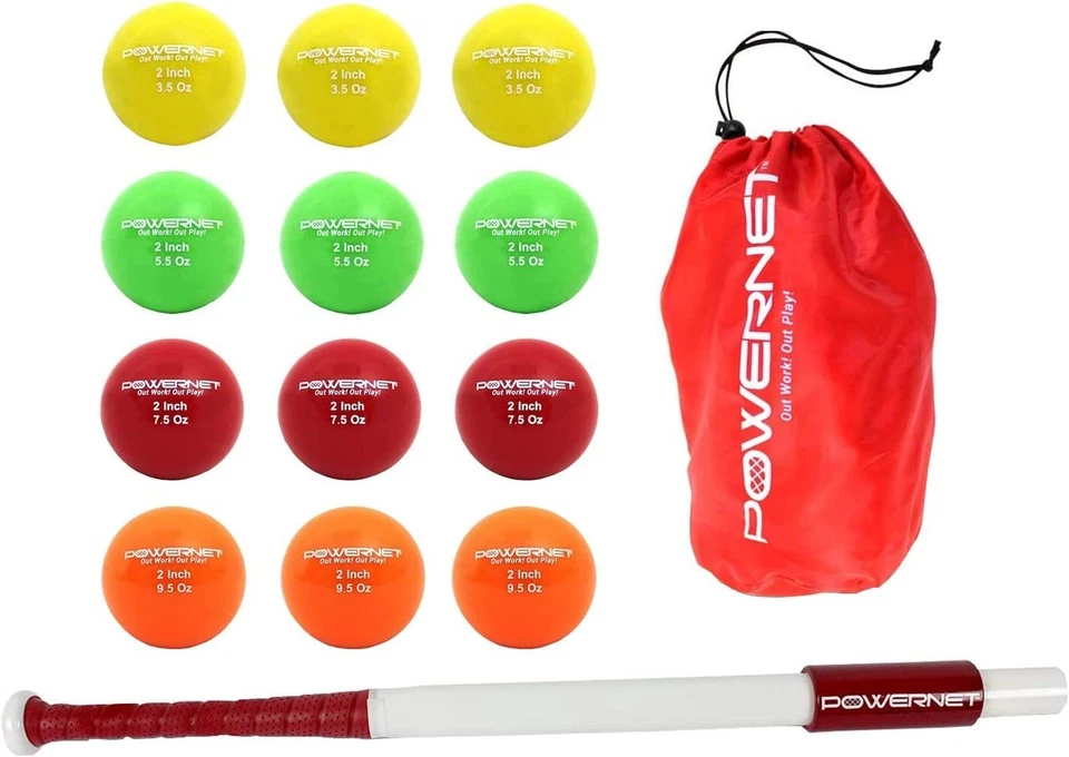 PowerNet Sweet Spot Training Bat and 2" Progressive Micro Ball 12 Pack Baseball - Image 1 of 1