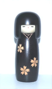 USABURO JAPANESE WOODY CRAFT KOKESHI WOODEN DOLL BROWN 7" ETCHED NEW IN BOX - Picture 1 of 9