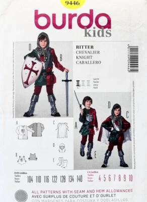 Burda EASY Sewing Pattern 9446 Childs Unisex Knight King Costume Sizes 4 - 10 - Image 1 of 2