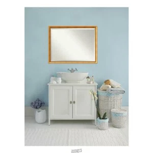 H Framed Rectangular Beveled Edge Bathroom Vanity Mirror in Gold ArtHouse - Picture 1 of 5