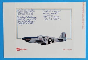 WWII P-51 Mustang 5 Aces signed bookplate Cullerton Beyer Karger Asbury Anderson - Picture 1 of 3