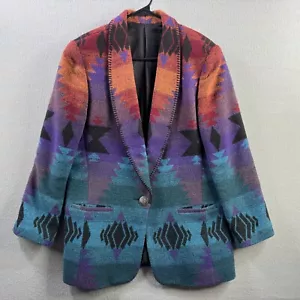 Giacca cappotto blazer vintage azteco donna media misto lana western anni 90 made in USA - Foto 1 di 13